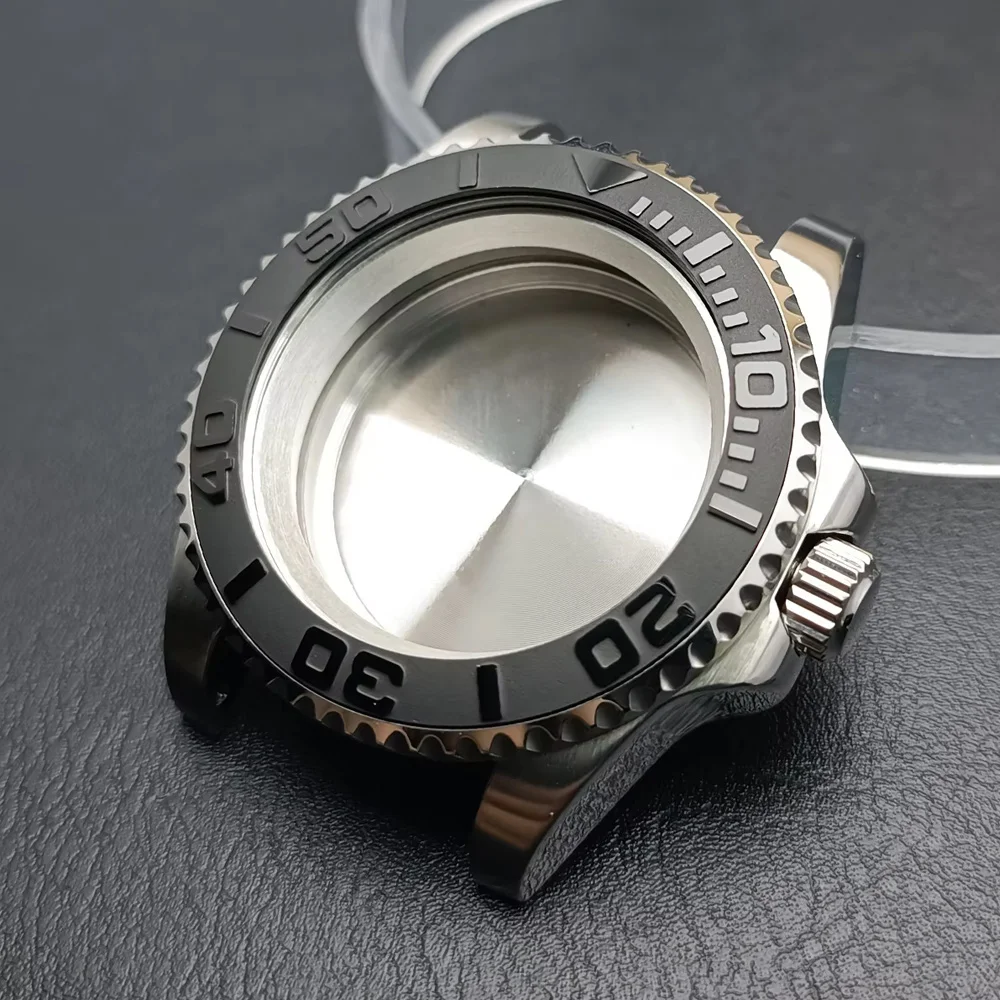 GMT Silvery Black Case 40.5mm Have Inner Ring Watch Men Case FIT NH34 N H35 NH36 Movement/Dial Automtaic Watch Box
