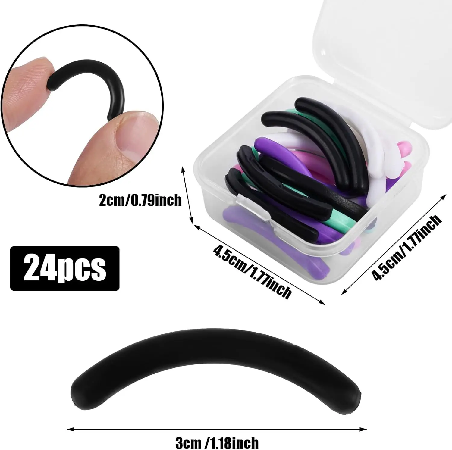 24PCS Eyelash Curler Refills - Hypoallergenic Silicone Pads Universal Fit w/ Case Salon-Grade Anti-Slip Design 100+ Uses