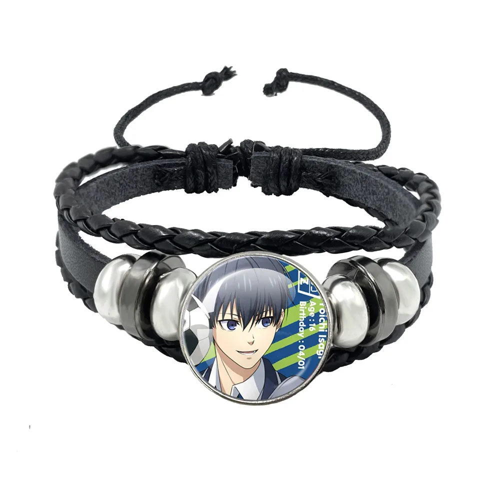 thumbnail image 1 of BlUE LOCK Cosplay Personaje de Anime Isagi Yoichi Chigiri Bachira pulsera de cuero con cabujón de cristal de dibujos animados para regalo para un amigo, 1 of 5