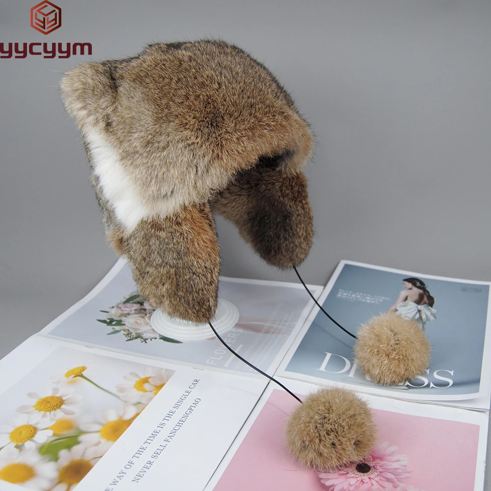2025 Hot Sale Russia Winter Real Fur Hat Women Real Natural Rabbit Fur ...
