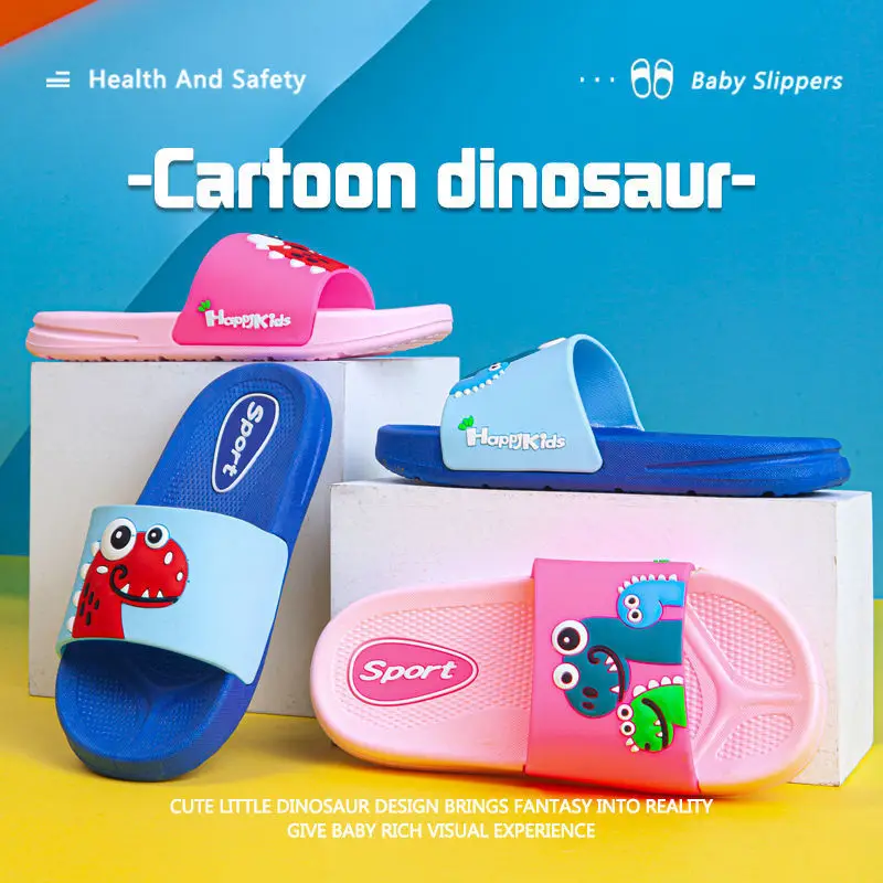 Cartoon Crocodile Children Slippers Non-slip Home Bathroom Shoes Baby Kids  Flip Flops Dinosaur Summer Soft Sole Flats Shoe Boy - AliExpress