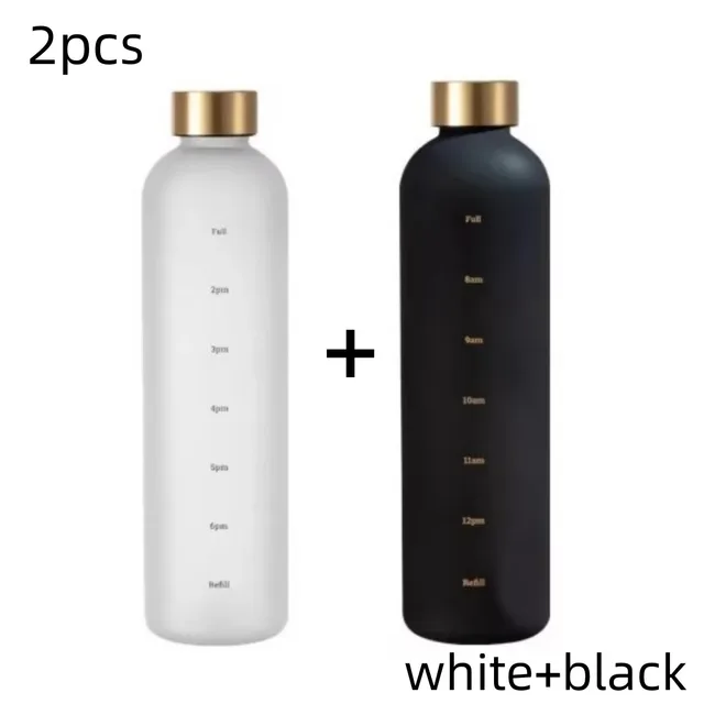 1L Water Bottle with Time Marker 32 OZ Fitness Sports Outdoor Travel Portable Leakproof Drinkware BPA Free Frosted Drink Bottles 6