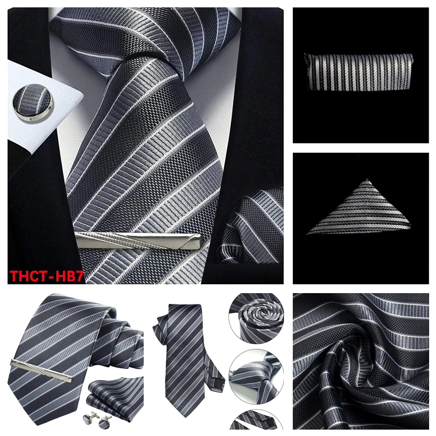 100 % Herren-Krawatten, klassisch, gestreift, Jacquard-gewebt, handgefertigt, für formelle Party, Hemd, Accessoires, Anzug, Krawatten, Krawatte – Detail 16
