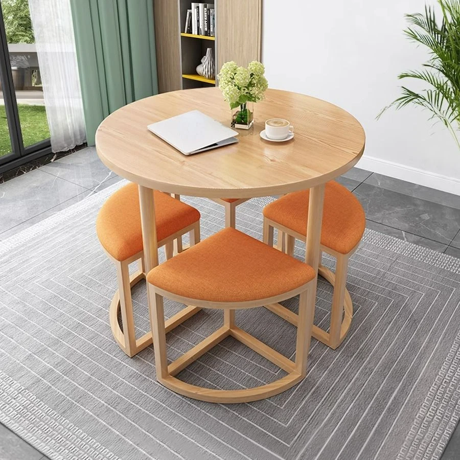 

Simple Reception Negotiation Table Chairs for Leisure Area Coffee Shop Small Apartment Balcony Round Table Stools Dining Tables