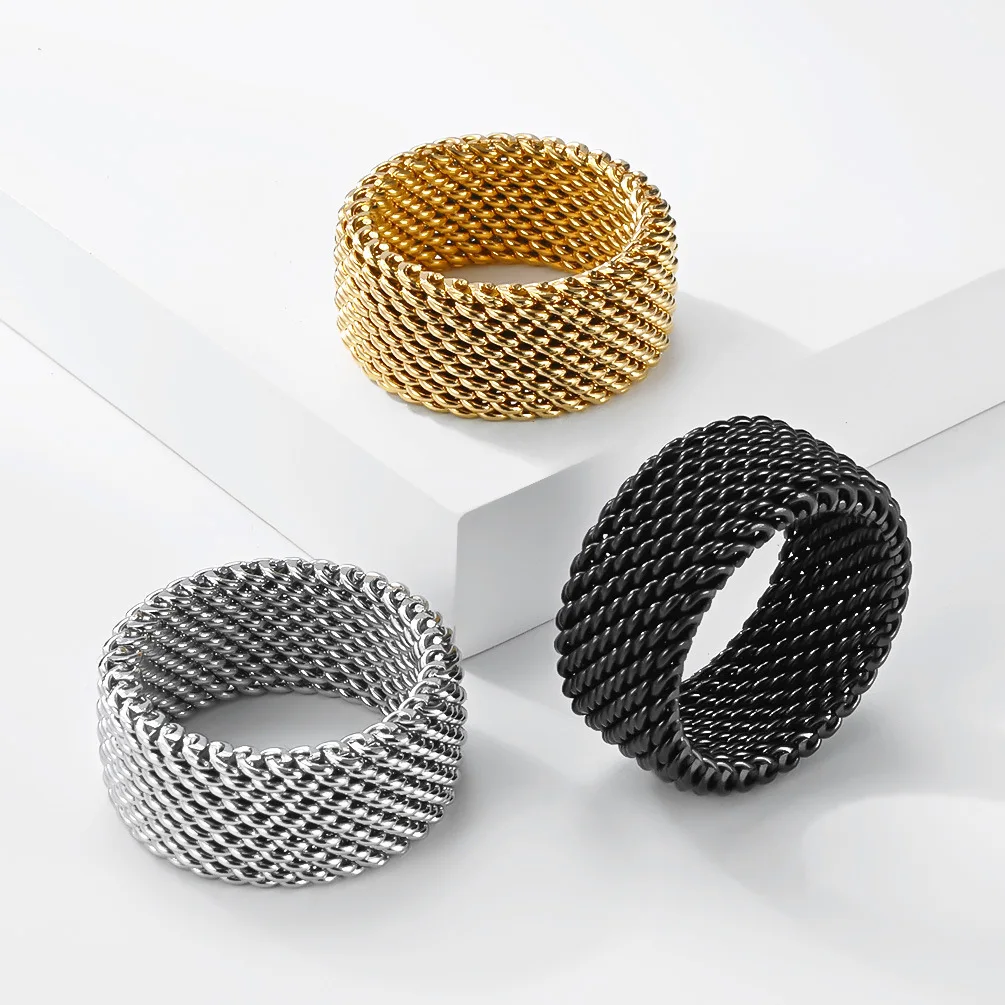 Anello Intrecciato in Acciaio Inossidabile alla Moda, Anelli Geometrici Minimalisti per Uomo e Donna, Gioielli Unici Estetici Impilabili Streetwear - immagine 4