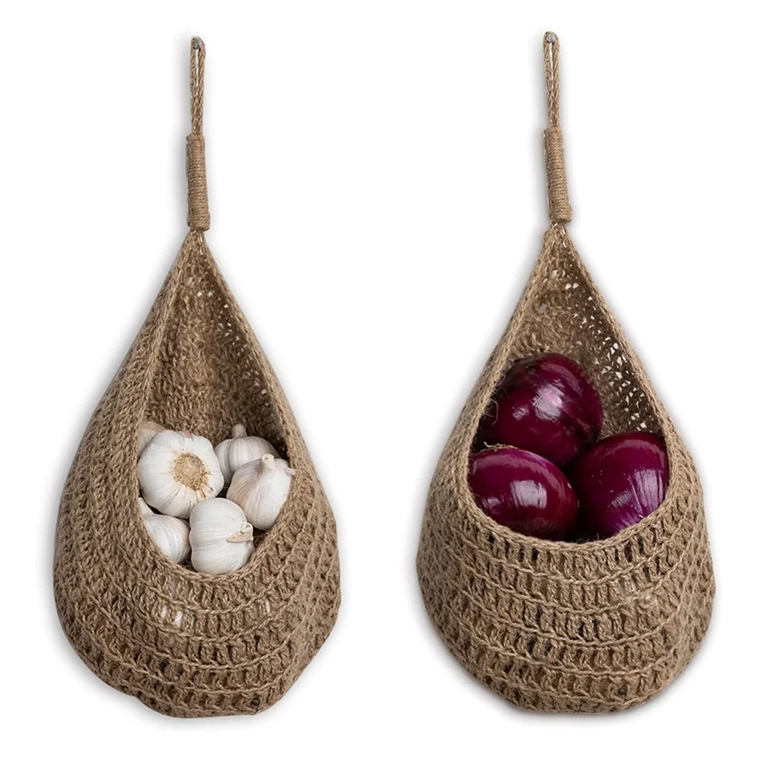 

Twine Onion Basket Hanging for Pantry Potato Garlic Onion Pantry Storage Baskets Boho Wall Baskets 2Pcs
