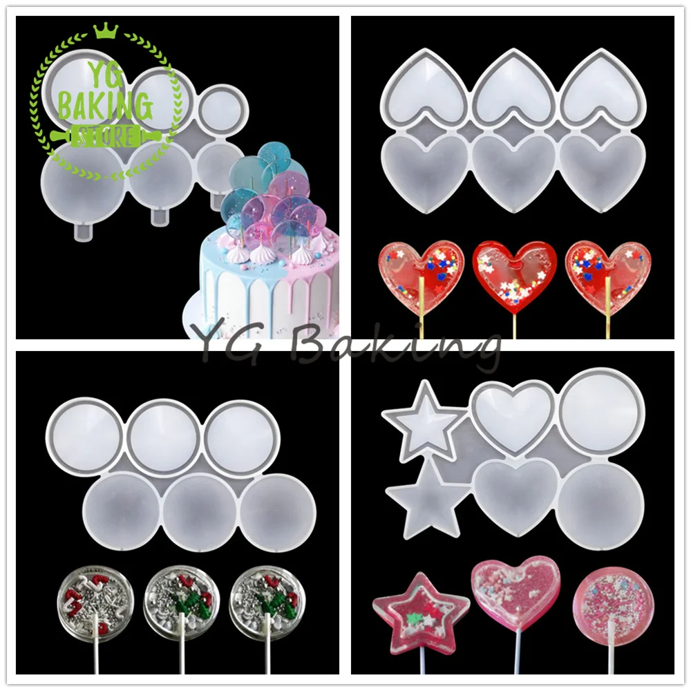

New 5 Styles Thickened Resin Epoxy Silicone Mold Rattle Lollipop Shaker Mould Fondant Cake Decorating Tools Kitchen Bakeware