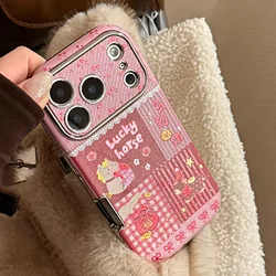 Korean Cartoon Horse Leather Texture Phone Case with Bracelet and Shockproof Cover - iPhone 15 Plus (Only case)