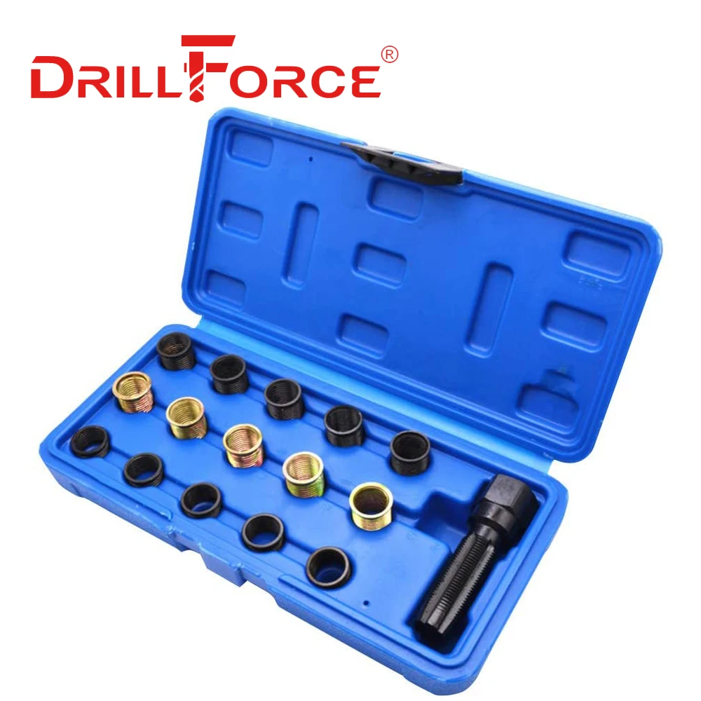 

Набор инструментов для ремонта свечей зажигания Drillforce M14x1.25, 16 шт., с переносным футляром