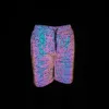 Rainbow Color Hip Hop Reflective Shorts Mens Outdoor Sports Casual Shiny Short Pants Night Reflect Light Bermuda Masculina 1