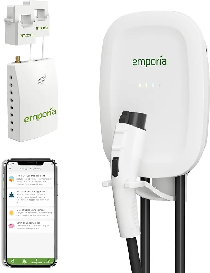 

EMPORIA EV Charger Level 2 w/Load Management, Avoid Panel Upgrades, 48 amp Indoor/Outdoor Electric Car Charger, NEMA 14-50