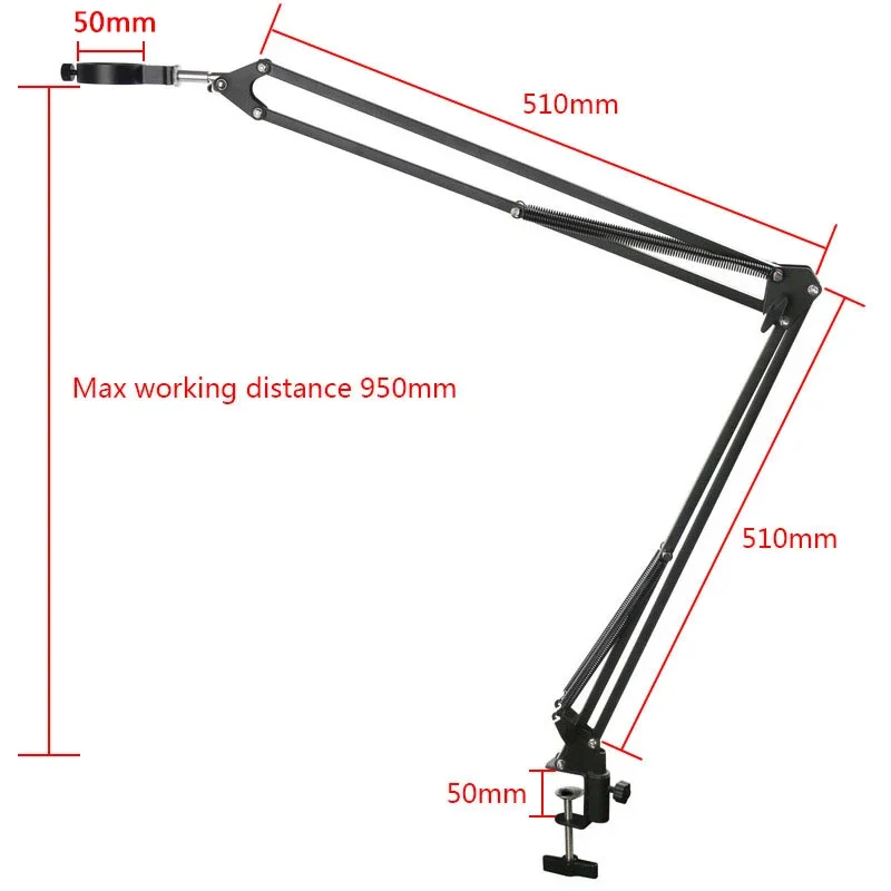 Microscope Video Camera Webcam Desktop Arm Stand Adjustable Boom Table Working Hanger Cantilever Stand Holder 1/4 6mm 40Ring microscope arm stand video microscope stand