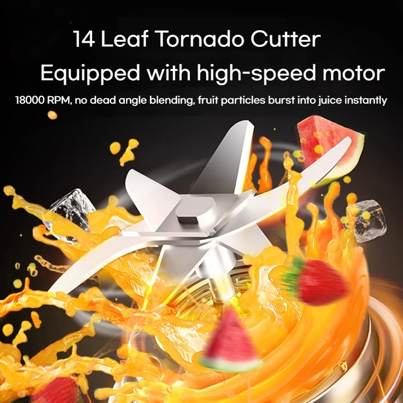 Upgraded Wireless Juicer with 14-Blade 304 Stainless Steel Blades, Smart Battery Display, Portable Juicing Cup 4