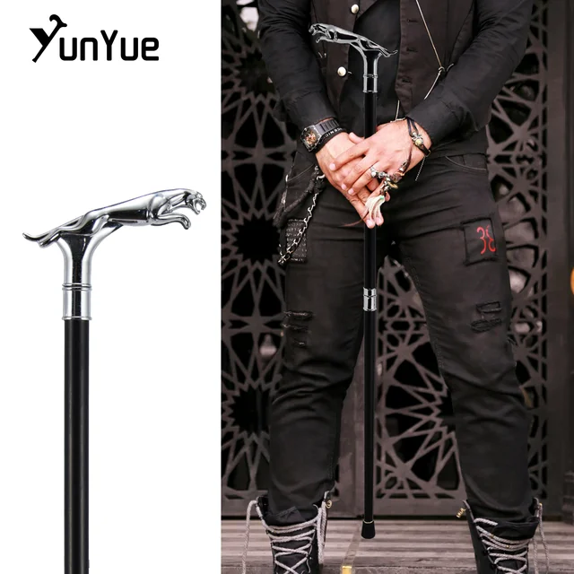 Silver Luxury Leopard Grip Gentlemen Fashion Walking Stick for Party Cosplay Decorative Walking Stick Elegant Vintage Gown Cane