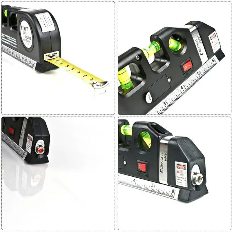 Laser Tape Measure Home Multi-function High Precise Laser Leveling Instrument Steel Ruler Straight Line Laser Level Aligner Vertical Measure Tape