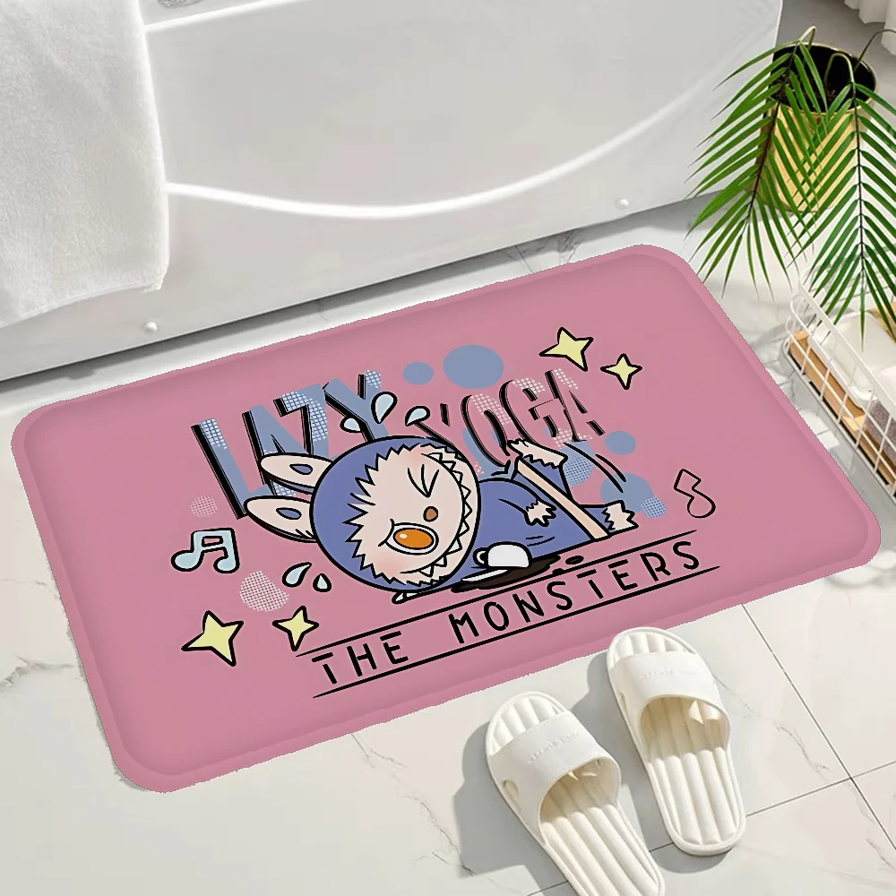 Labubu Banner Art Printing Floor Mat INS Style Soft Bedroom Floor House Laundry Room Mat Anti-skid Household Carpets 4