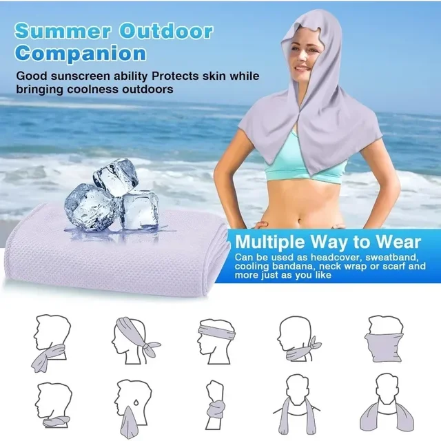 Cooling Hoodie Towel Cooling Towels Quick Drying Absorbent Towels for Neck and Face UV Protection Sport Workout Camping Cycling 5