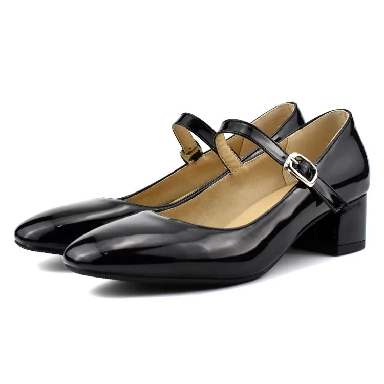 

Туфли женские на среднем каблуке, ботинки из искусственной кожи, с квадратным носком, Классическая обувь, большие размеры, лето-осень