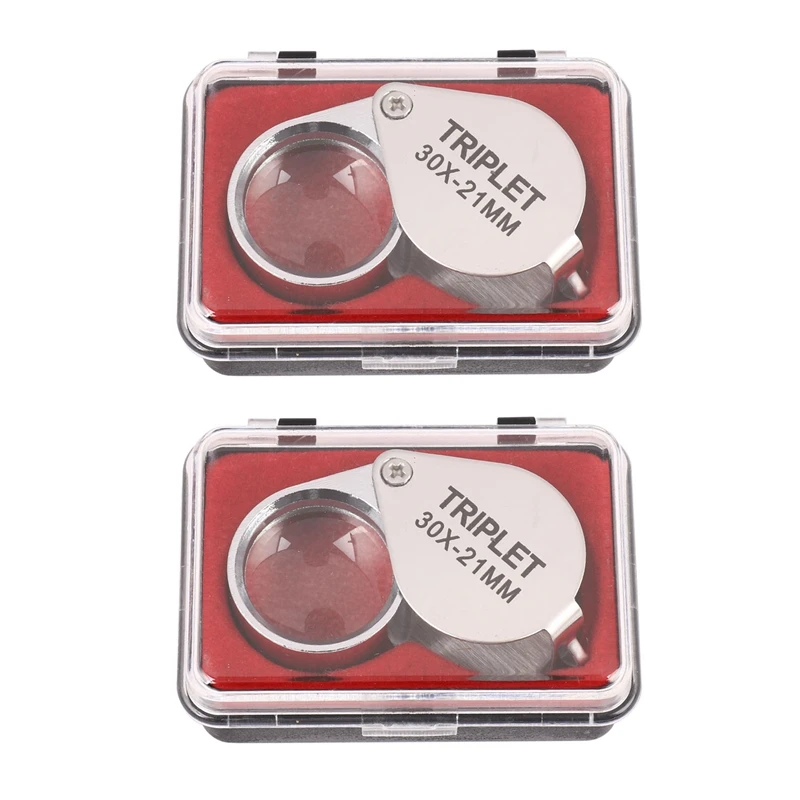 2X Portable 30X Power 21Mm Jewelers Magnifier Gold Eye Loupe Jewelry Store Magnifying Glass With Exquisite Box