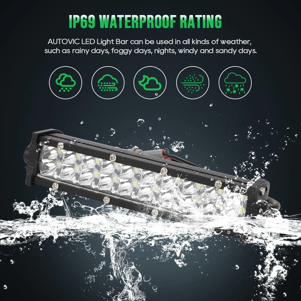 thumbnail image 2 of IUVWISN Motorcycle LED Light Bar Plug-Play 60W 2500Lm Driving Light Kit 7/8" Handlebar Universal For CRF XR RM KX KLX TTR PW SSR Apollo TAO TAO SDG Dirt Pit Bike, Light Bars 2 of 14