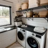 Washing Machine, Dryer Countertop and Shelves Set,  Automatic Laundry Washer 6