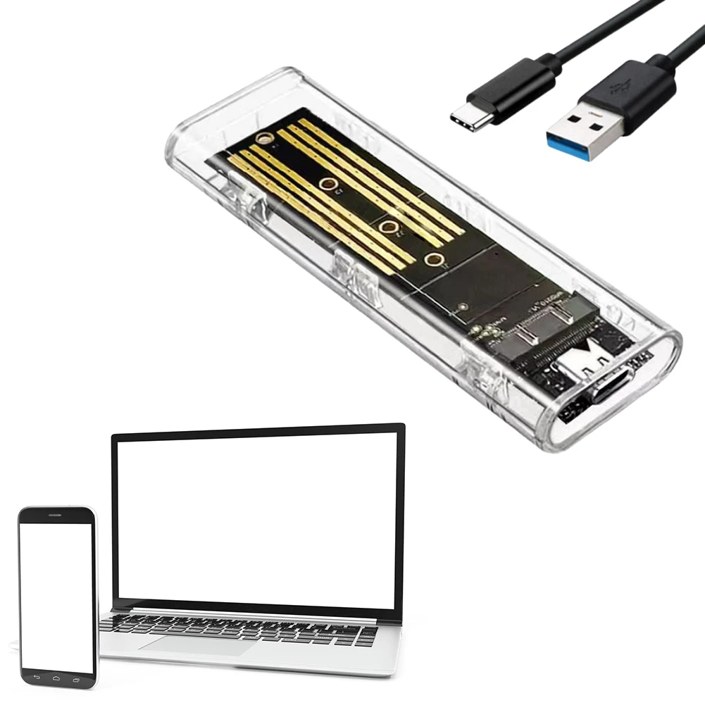 External Hard Drive Case M.2 NGFF SATA Type C 3.1 Transparent External SSD Case 10Gbps SSD Enclosure External Adapter for 2230/2242/2260/2280