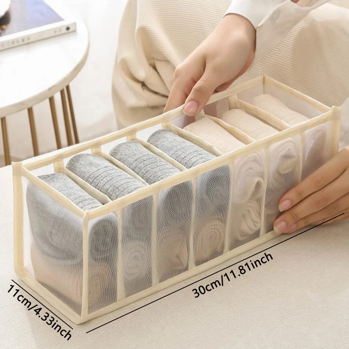 3pcs-Underwear drawer storage box, home grid sock sorting box, wardrobe, dormitory storage bag