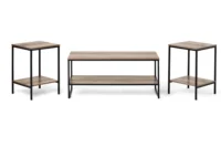 3-Piece Coffee and End Table Set, Rustic Brown 2