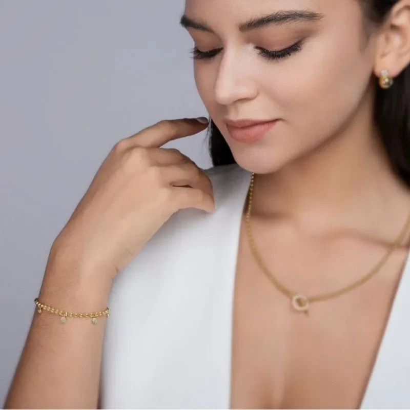 925 Silver Iced Moissanite Bubble Ball Chain Bracelet Fine Jewelry 18K Gold Plated Mosan Diamond Link Bracelets Pass Tester