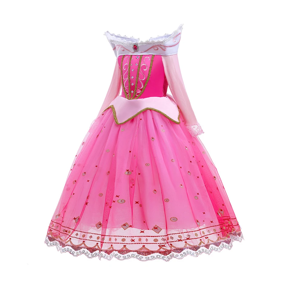 Disfraz de Bella Durmiente para niñas, vestido Aurora de manga