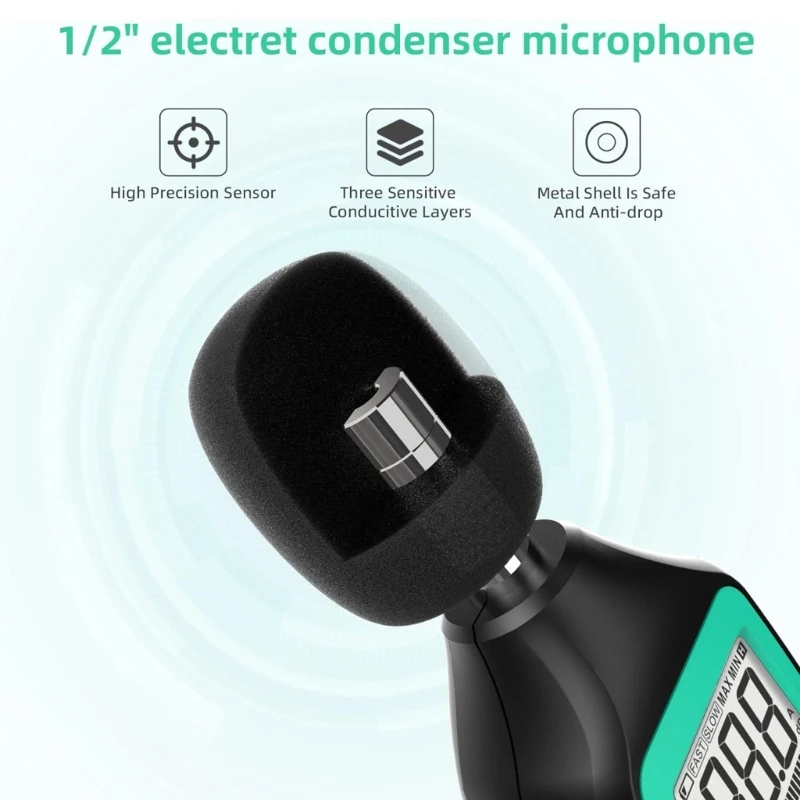 데시벨 미터, 백라이트 디지털 화면 범위 30-130dB, 데이터 홀드, 가정용 자동 전원 끄기 기능이 있는 소음 측정기 F1CD