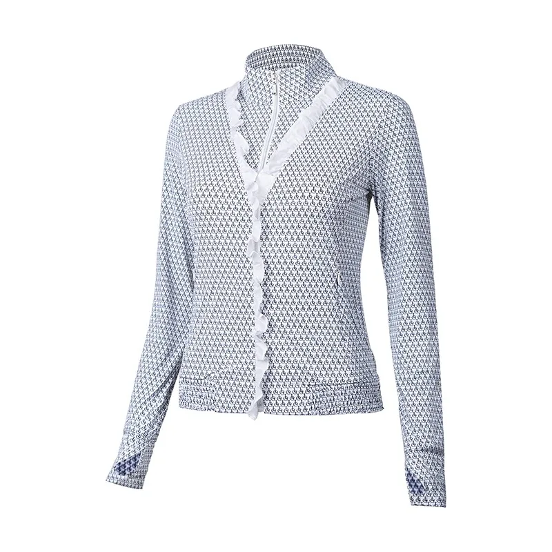 Spring and summer new thin golf coat top ladies long sleeve slim-fit digital printed stand collar sunsunscreen breathable jacket