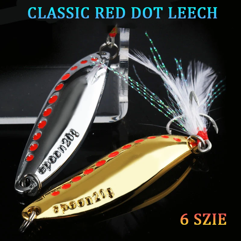 

1pc 5/10/12g Sequin Metal Fishing Lures Red Dot Leeches Long Cast Bionic Artificial Lures for Bass Trout Fishing Tackles Pesca