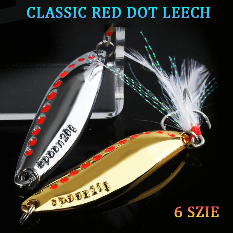 1pc 5/10/12g Sequin Metal Fishing Lures Red Dot Leeches Long Cast Bionic  Artificial Lures for Bass Trout Fishing Tackles Pesca