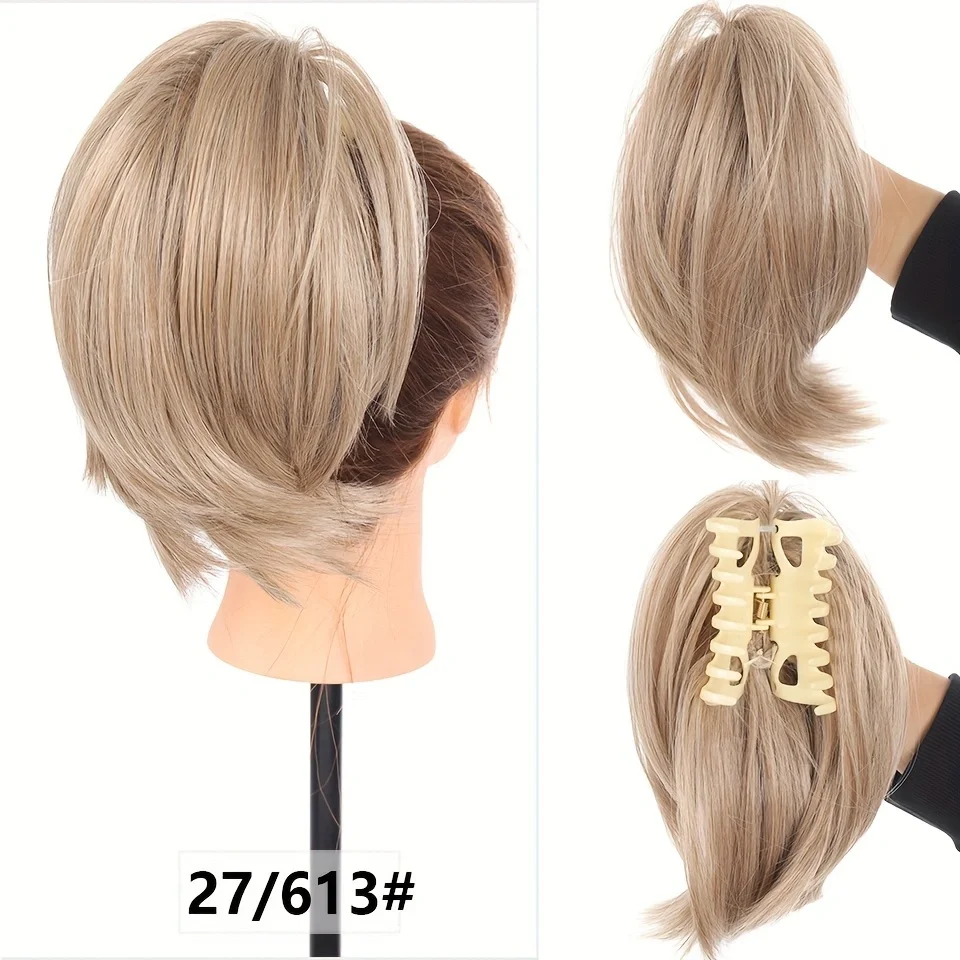 LUPU Synthetic Hair Piece Claw Clip Hair Bun For Women Straight Bun Short Ponytail Hair Extensions Updo Hair Accessories
