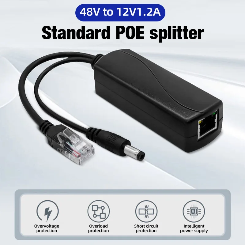 POE Power Supply Adapter 48V to DC 12V 1.2A 100M POE Camera Injector Video Power Supply Module For CCTV IP Camera Switch Ports