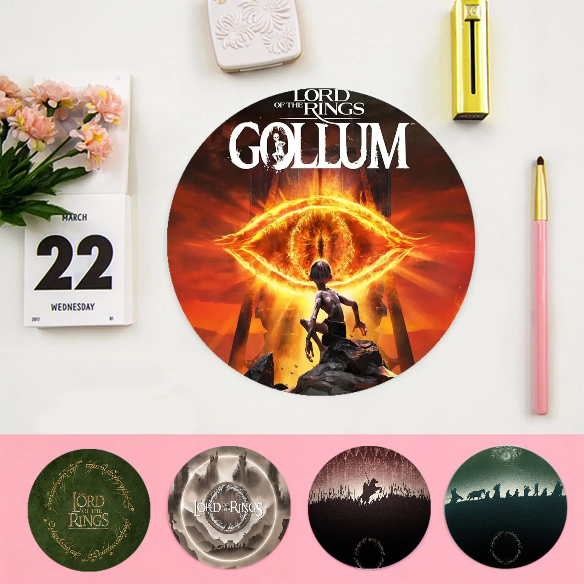 

L-Lord-of The-Rings Mousepad DIY Round Thickened Mouse Pad Oversized Gaming Keyboard Table Mat Desk Set Accessories Desktop Mat