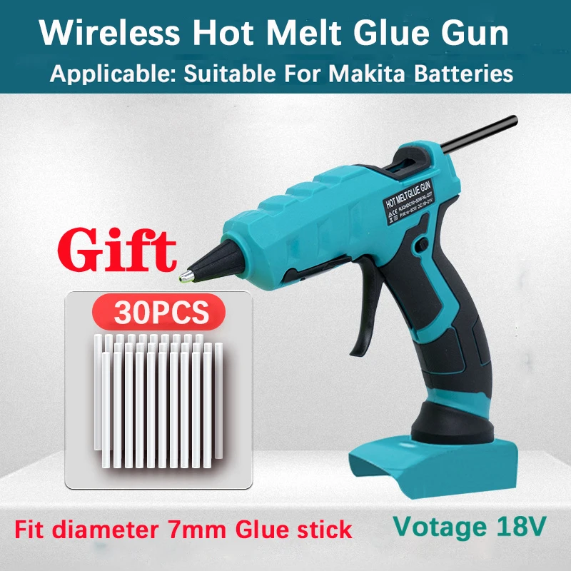 

Wireless Lithium Battery Glue Gun with 30pcs 7mm Diameter Glue Stick for Makita Battery Hot Melt Glue Gun for Home DIY Glue Gun