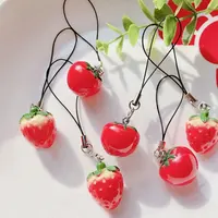 Red Strawberry Tomato Keychain Resin Fruit Charm Cute Pendant for Phone Case/Bag Ideal Birthday Gift for Women And Girls 2