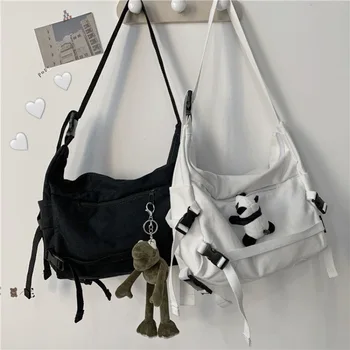 Youth Fashion Diagonal Crossbody Bag Ladies Large Capacity Canvas Handbags Shoulder Bag Solid Color Women Girls Messenger Bags 1