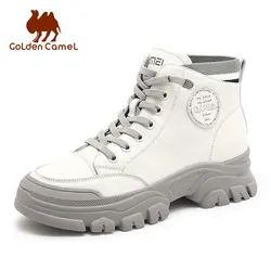 GOLDEN CAMEL Women's Shoes Genuine Leather Ankle Boots Plush Outdoor Fashion Casual Platform Ladies Shoes for Women 2023 Autumn