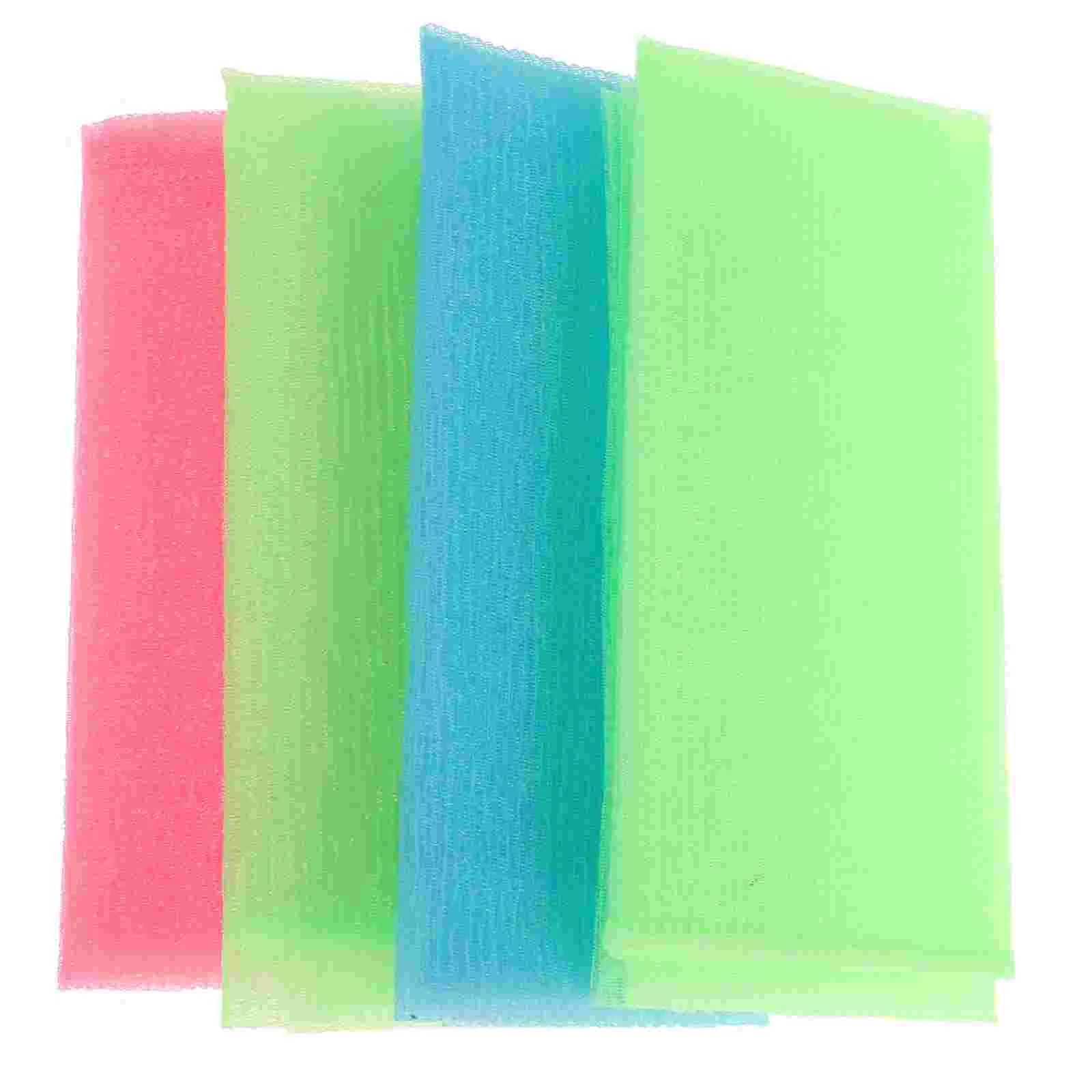 

4pcs Long Exfoliating Nylon Bath Towel Shower Washcloth for Body (Mixed Color)