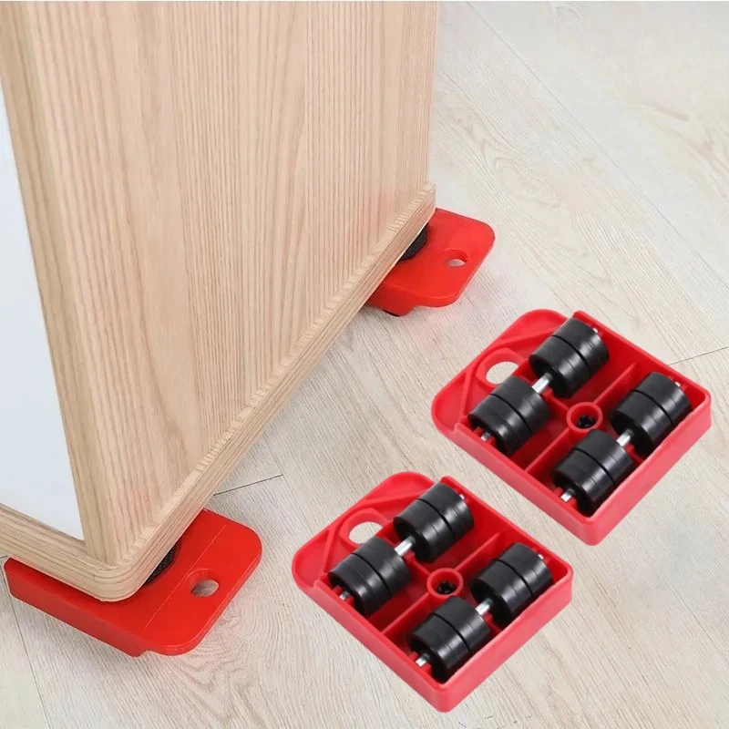 Set di Rulli per Spostamento Mobili, Attrezzo per Sollevamento e Trasporto, Barra con Ruote per Spostare Oggetti Pesanti, Dispositivo Manuale - immagine 6