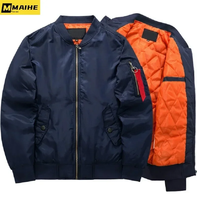 Autumn Men's Retro Bomber Jacket Retro Army Green Baseball Pilot Coat Men's Plus Size Winter Warm Windproof Motorcycle Jacket