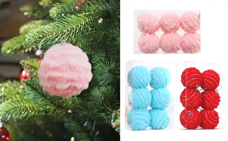 

Christmas Plush Ball Ornaments Xmas Tree Decorations For Home New Year Decor Delicate Party Baubles Balls Pendant For Festive