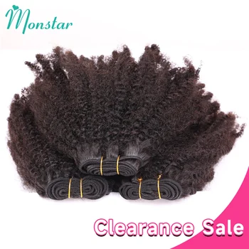 Monstar Clearance Sale Items Afro Kinky Curly Coily Hair 100g/pc Natural Color Brazilian Weave Remy 100% Human Hair Bundles Deal 1