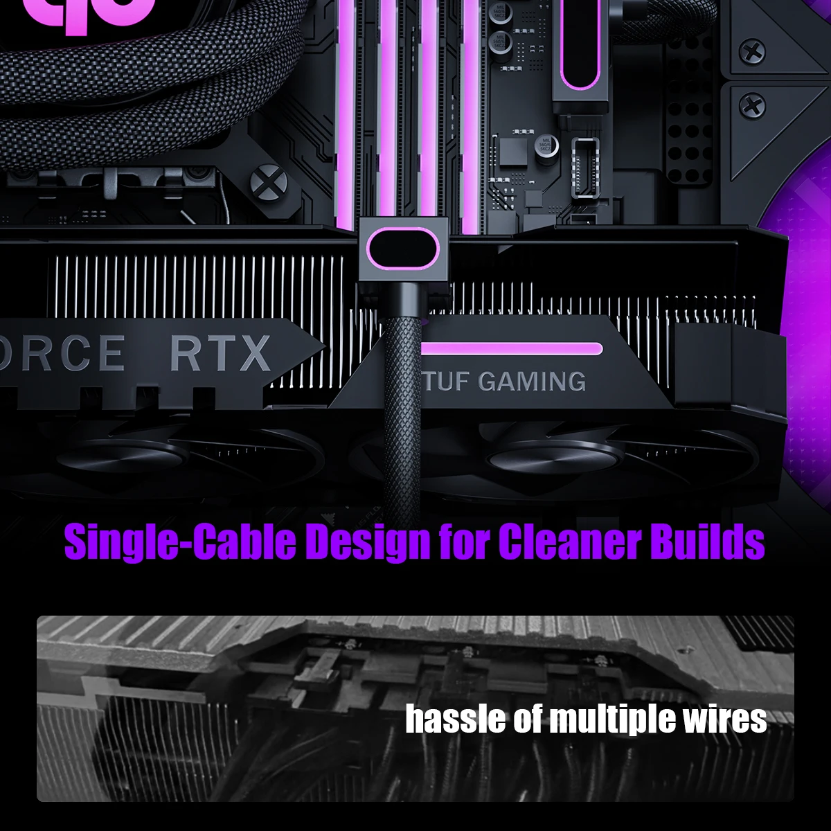 AIJS GPU 8핀 연장 케이블, 그래픽 카드 연장 케이블 ARGB(5V 3핀 포함),18AWG 90 ° 직각 디자인, 남성-여성 케이블