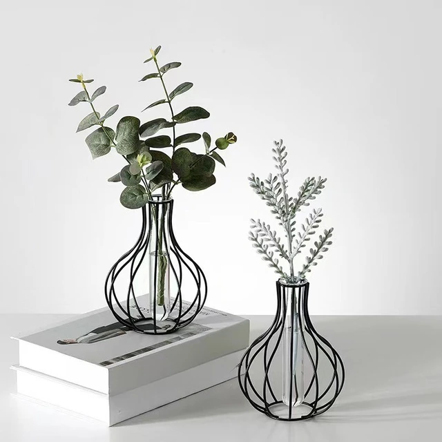 Ornamental Gold Wrought Iron Flower Vase – Hollow Design 6