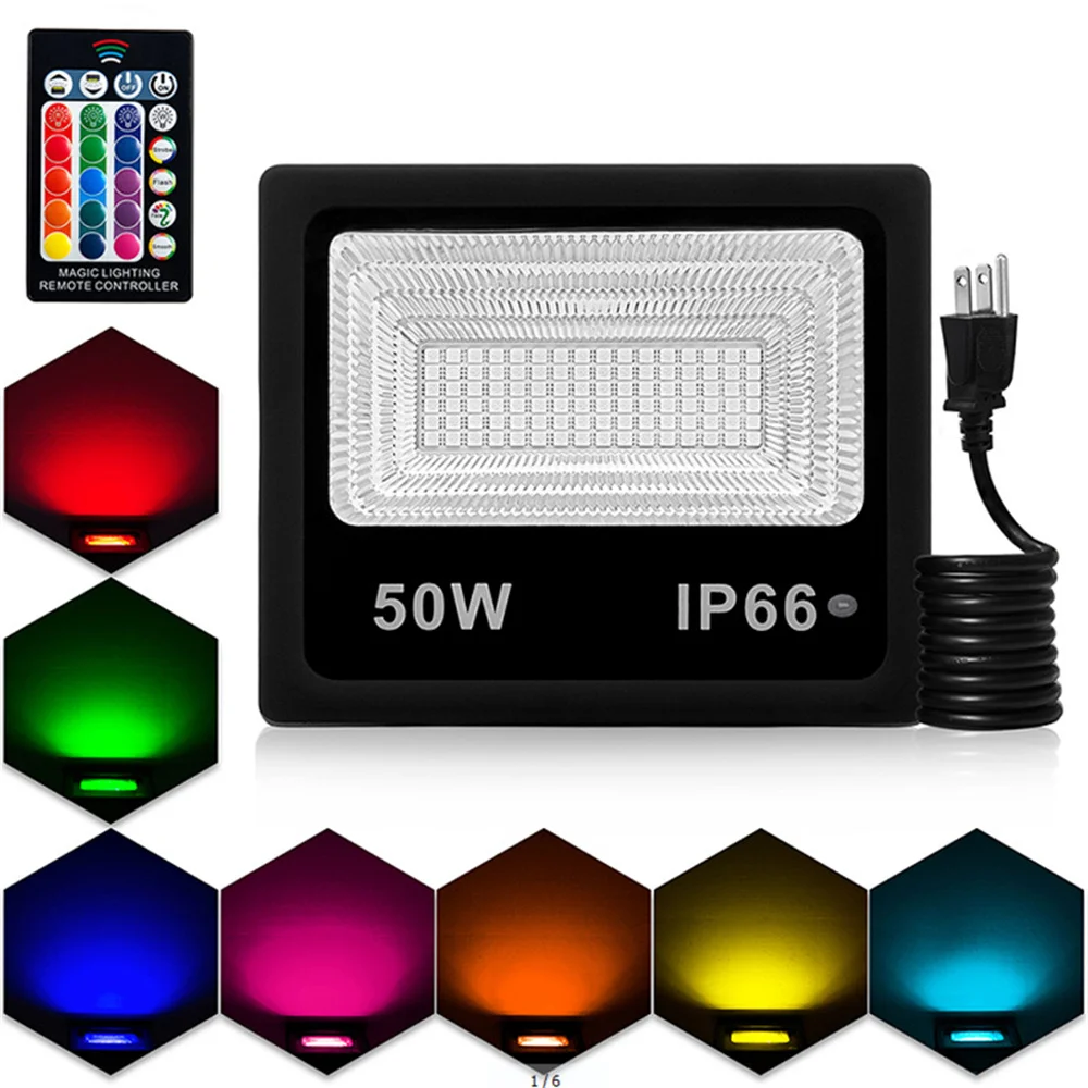 Светодиодный RGB прожектор с регулируемой яркостью водонепроницаемый