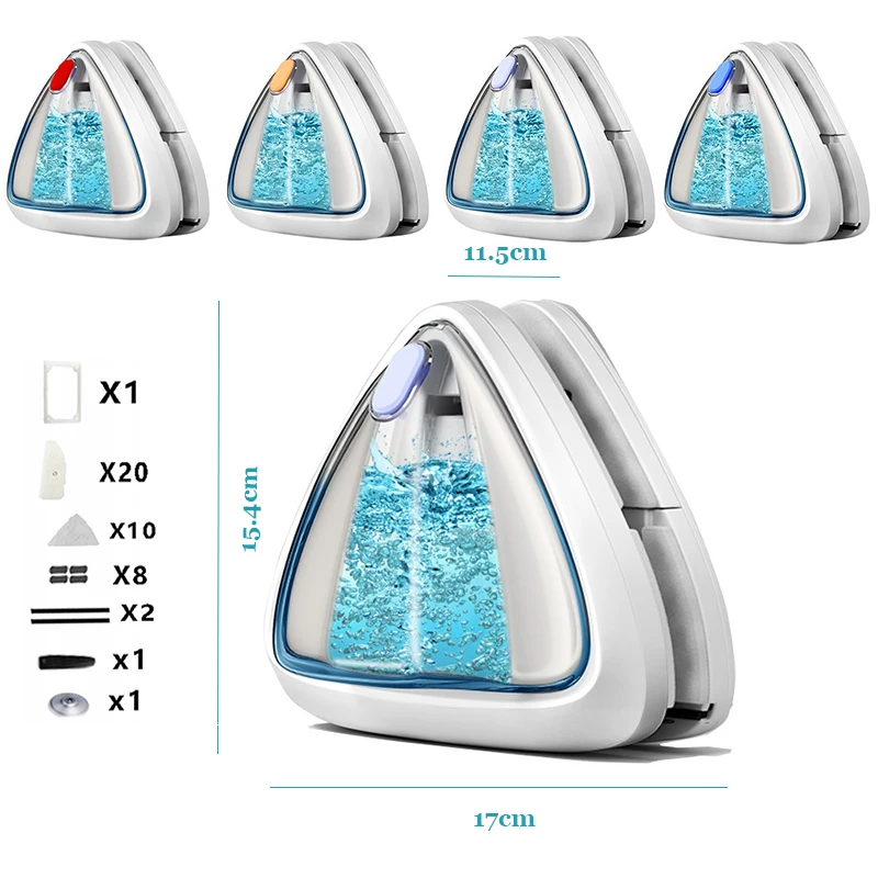 Magnetic Window Cleaner Water-Filled Window Cleaner Double Sides for 3-8 mm Windows, Professional, Contains Total 10 Sponges